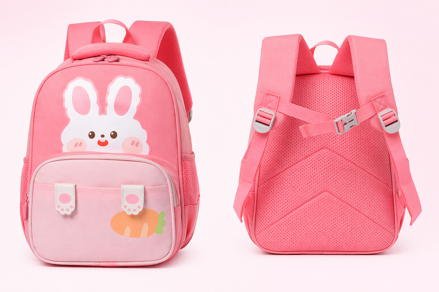 Cute Animal Kids Backpack | Bear & Bunny School Bag for Toddlers | Lightweight, Waterproof & Comfortable (Ages 2โ6 Years) - Pink