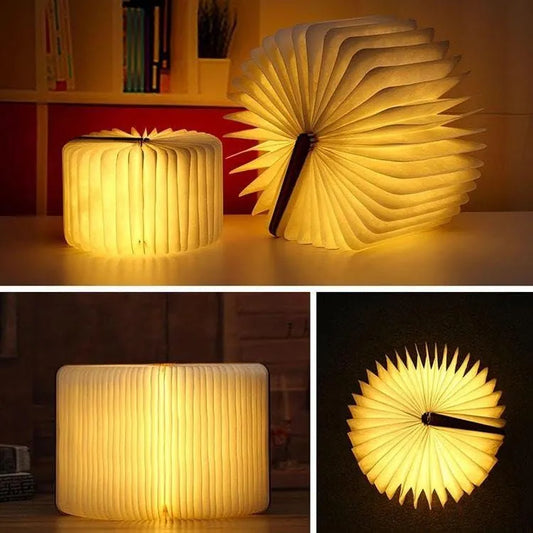 Foldable LED Book Lamp | Aesthetic Wooden Night Light | Rechargeable 360° Magnetic Desk Lamp