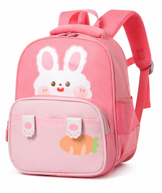 Cute Animal Kids Backpack | Bear & Bunny School Bag for Toddlers | Lightweight, Waterproof & Comfortable (Ages 2–6 Years) - Pink