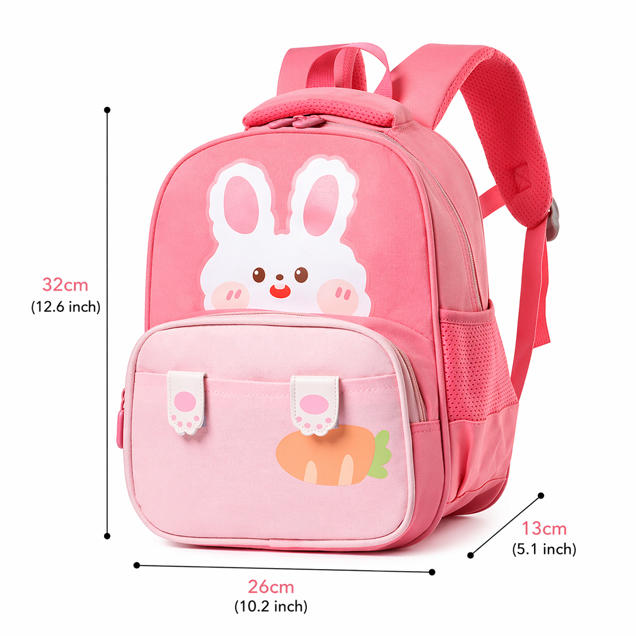 Cute Animal Kids Backpack | Bear & Bunny School Bag for Toddlers | Lightweight, Waterproof & Comfortable (Ages 2–6 Years) - Pink