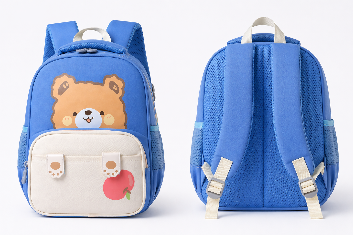 Cute Animal Kids Backpack | Bear & Bunny School Bag for Toddlers | Lightweight, Waterproof & Comfortable (Ages 2–6 Years) - Blue