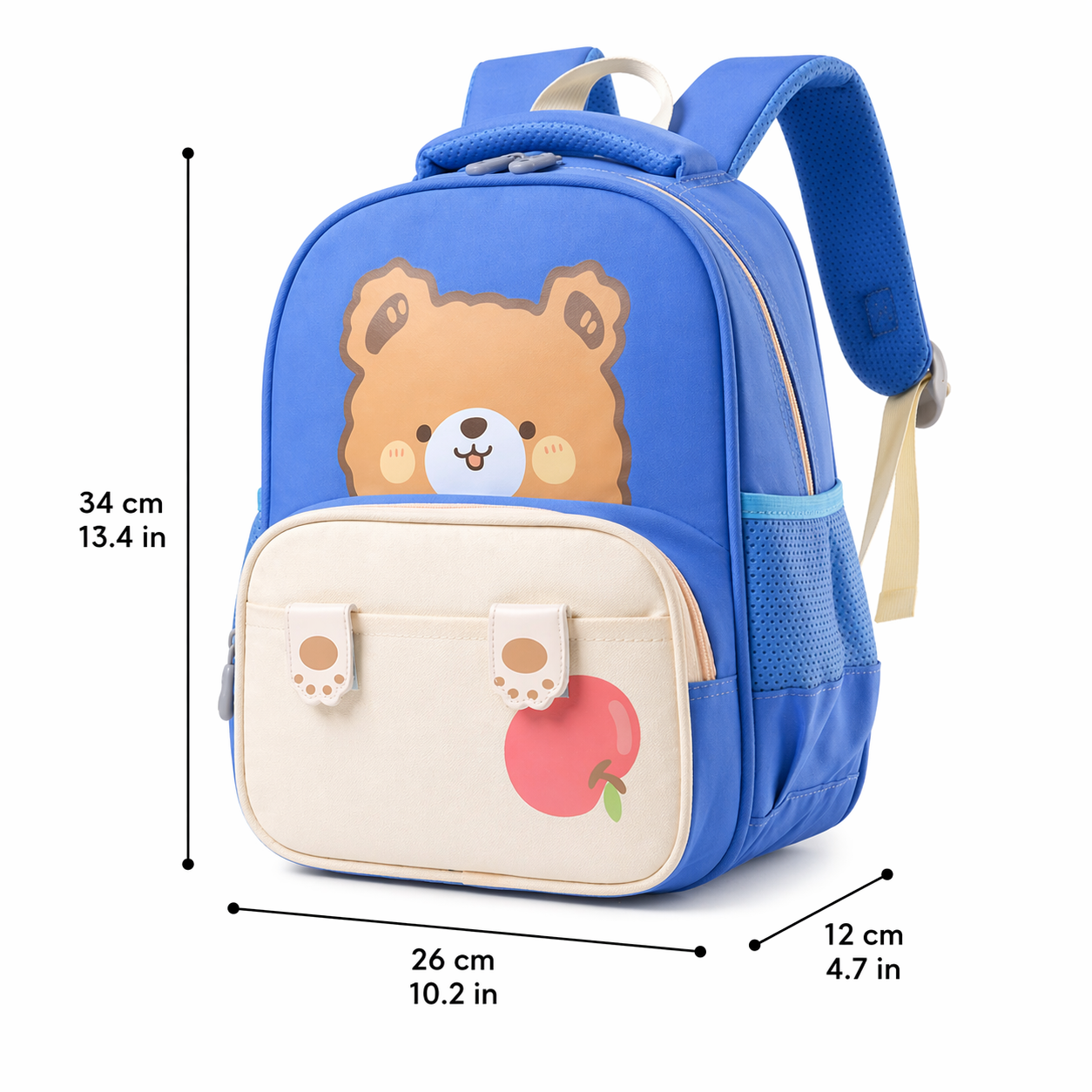 Cute Animal Kids Backpack | Bear & Bunny School Bag for Toddlers | Lightweight, Waterproof & Comfortable (Ages 2–6 Years) - Blue