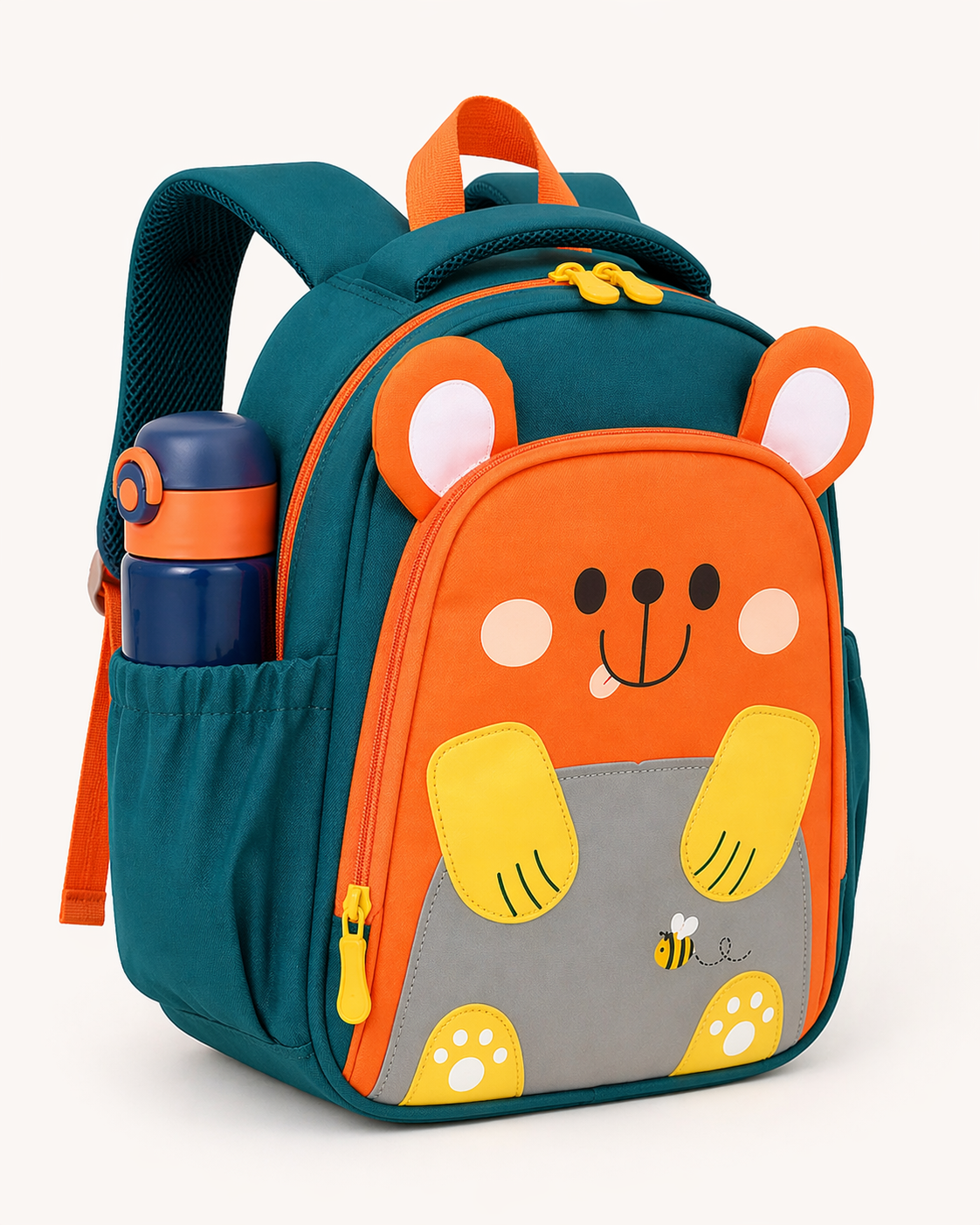 Cute Bear Kids Backpack | Lightweight School Bag for Toddlers | Waterproof & Comfortable (Ages 2–6 Years) - Orange