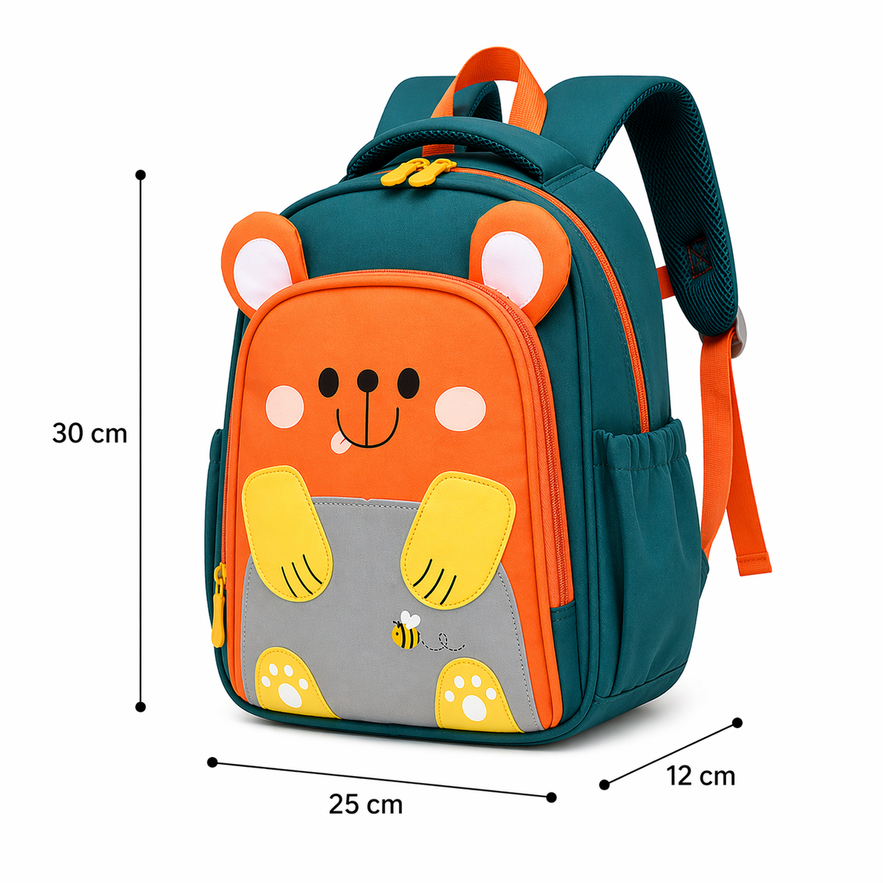 Cute Bear Kids Backpack | Lightweight School Bag for Toddlers | Waterproof & Comfortable (Ages 2–6 Years) - Orange