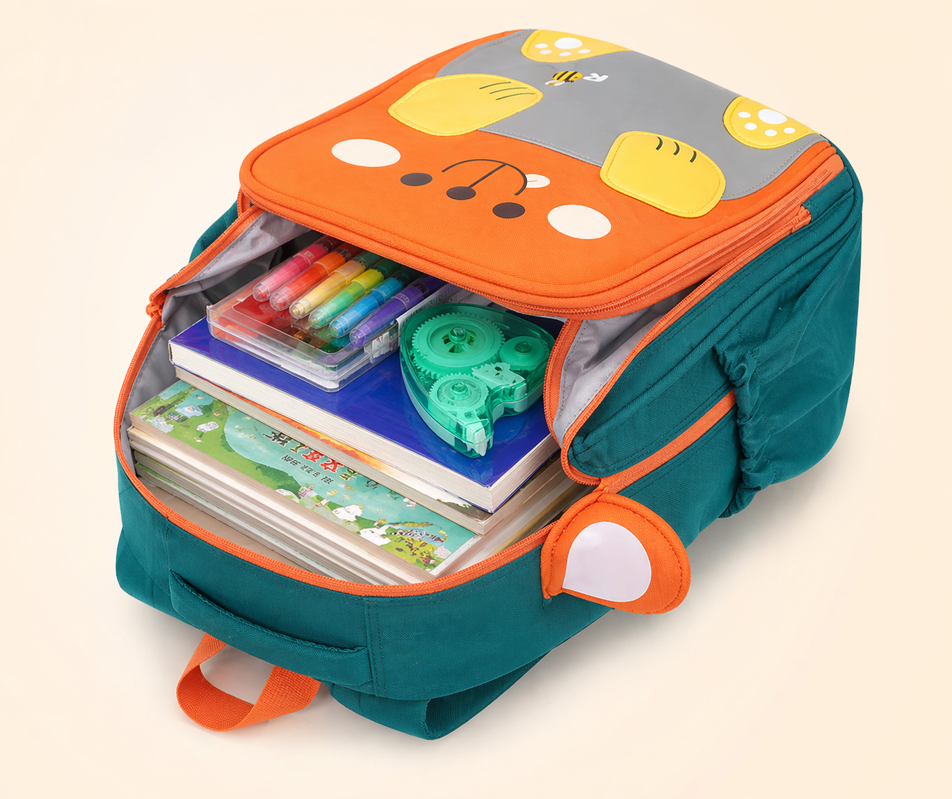 Cute Bear Kids Backpack | Lightweight School Bag for Toddlers | Waterproof & Comfortable (Ages 2–6 Years) - Orange
