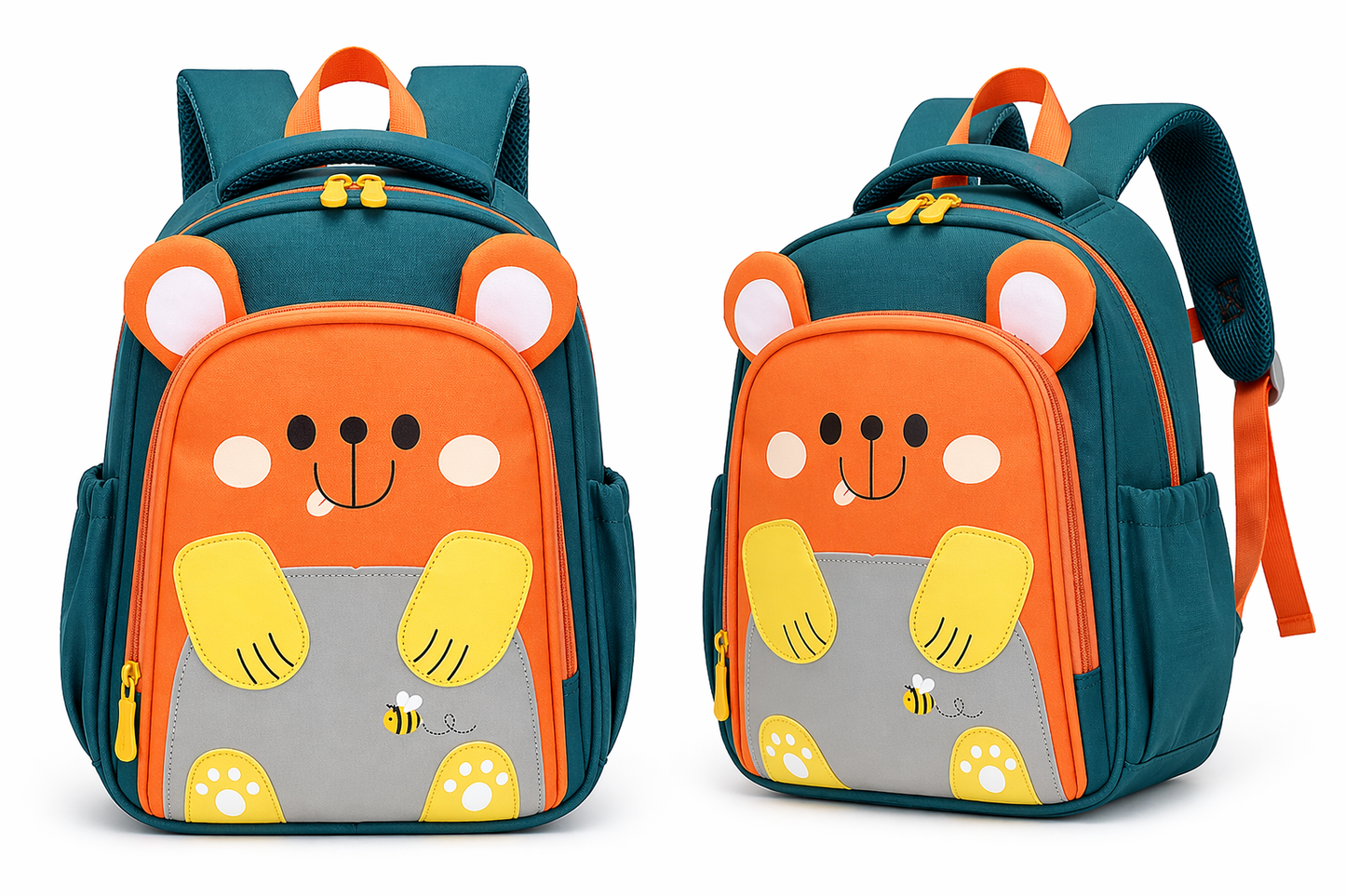 Cute Bear Kids Backpack | Lightweight School Bag for Toddlers | Waterproof & Comfortable (Ages 2–6 Years) - Orange
