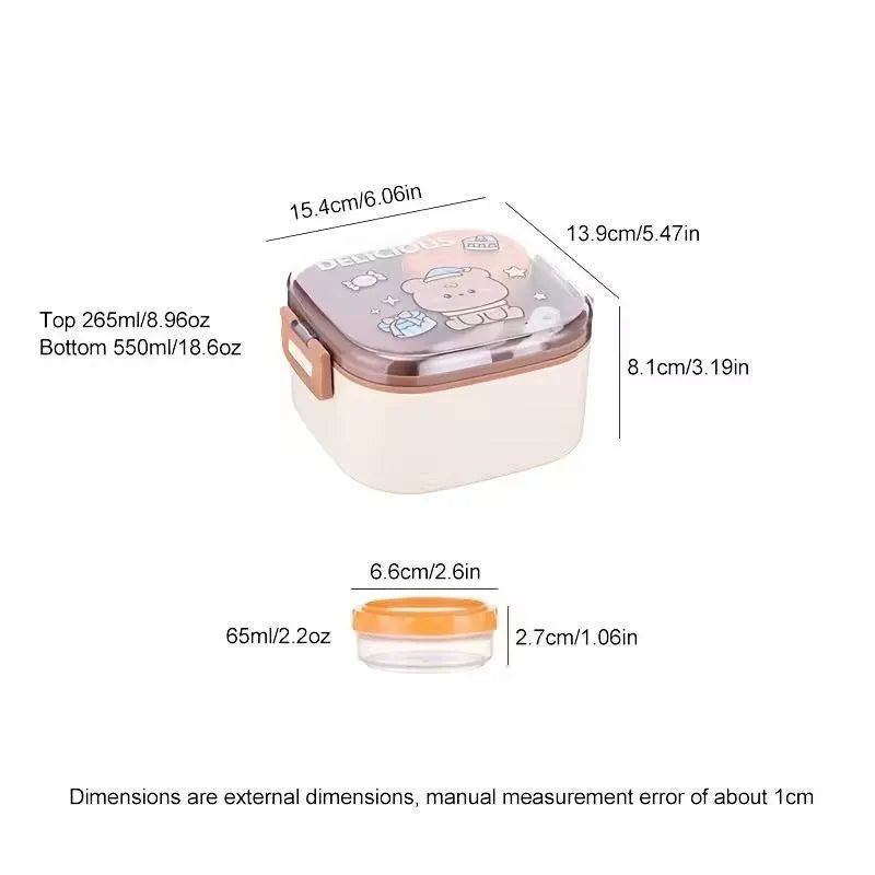 Cute Cartoon Stainless Steel Lunch Box Set with Spoon
