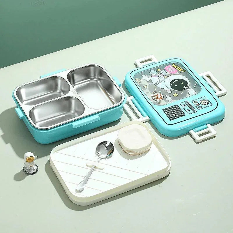 Retro TV Bento Meal Stainless Steel Three Compartment 100% Leakproof Lunch Box