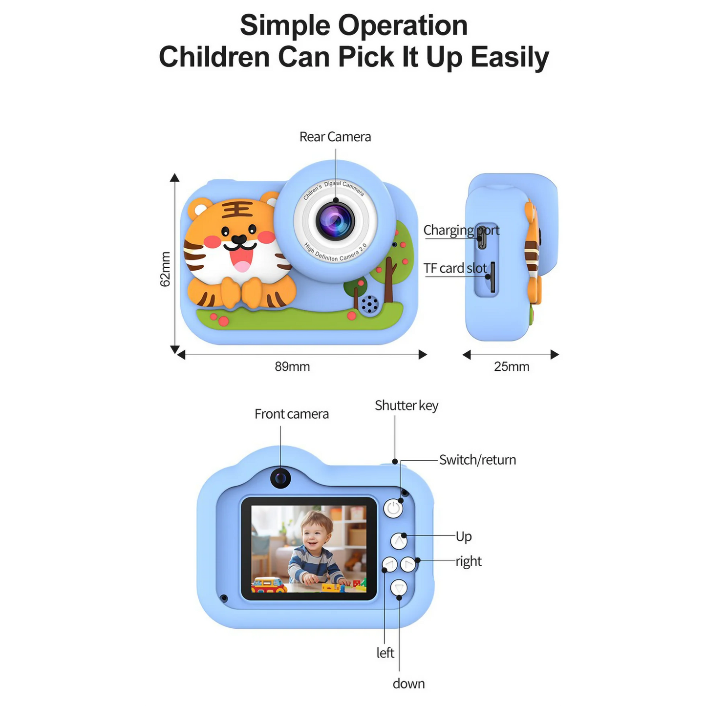 Tiger HD Rechargeable Tiger Digital Camera for Kids