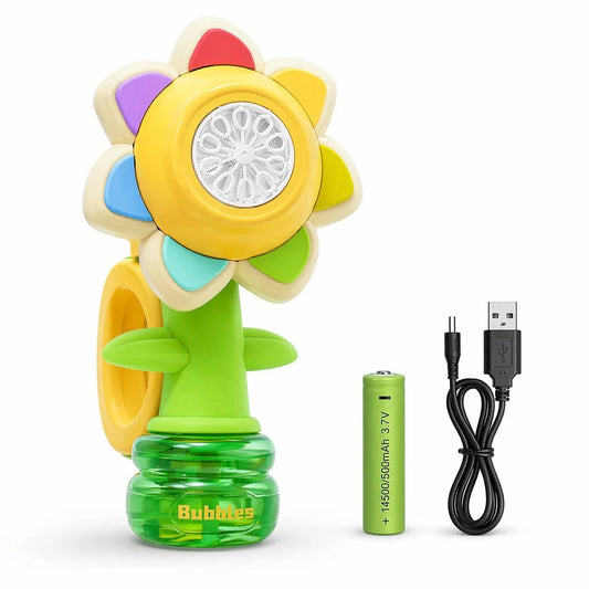 Flower Bubble Maker for Kids | Electric Automatic Bubble Blower Toy | USB Rechargeable | Lightweight & Safe | Outdoor Summer Toy for Boys & Girls