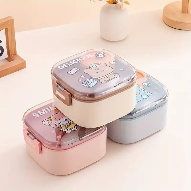 Cute Cartoon Stainless Steel Lunch Box Set with Spoon
