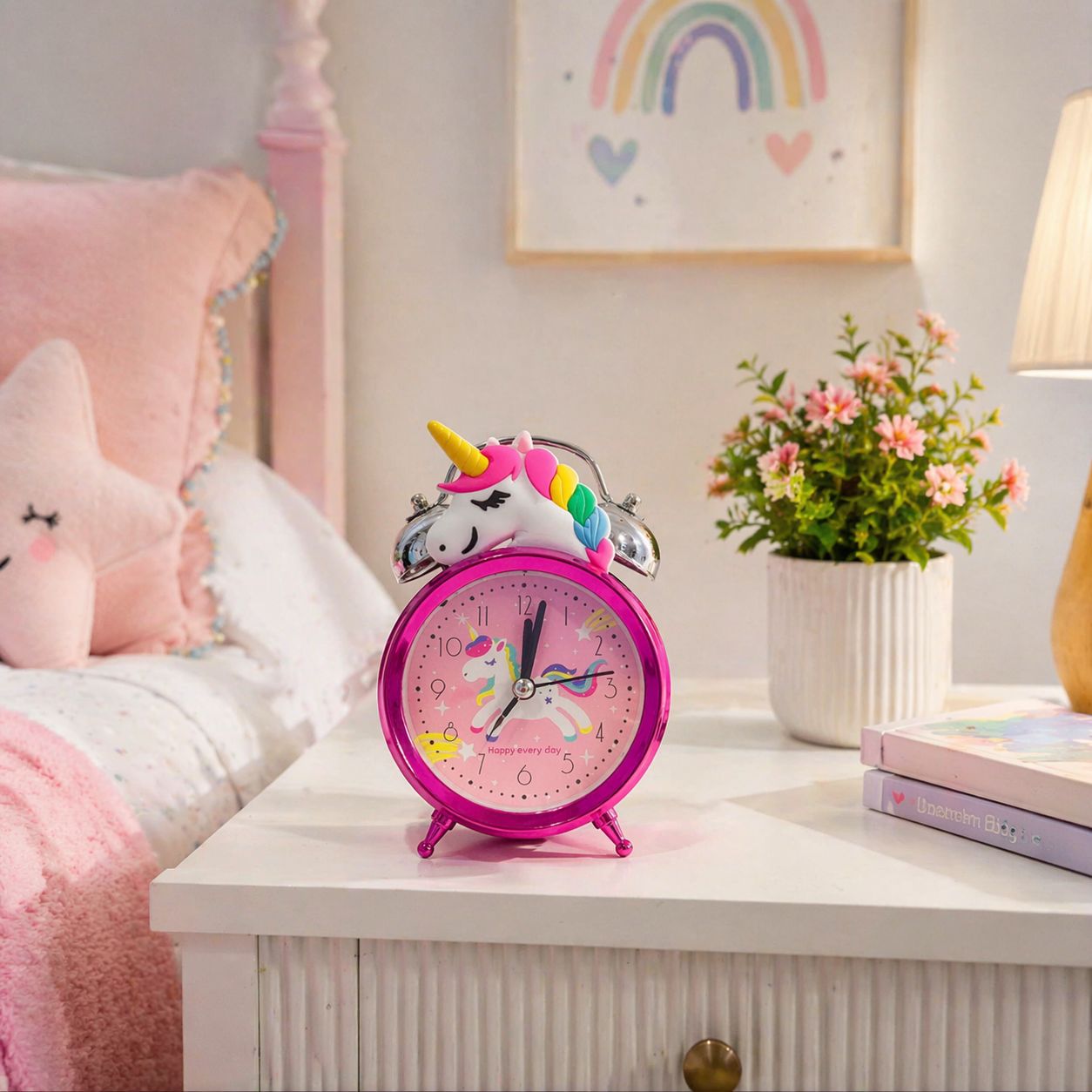 Kids Cartoon Alarm Clock with Loud Bell (Unicorn)