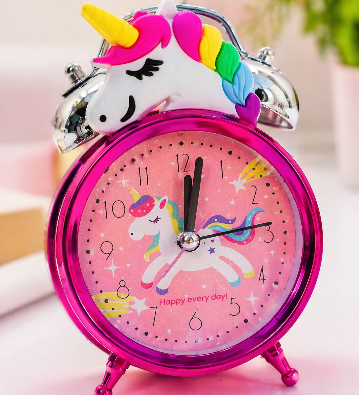 Kids Cartoon Alarm Clock with Loud Bell (Unicorn)
