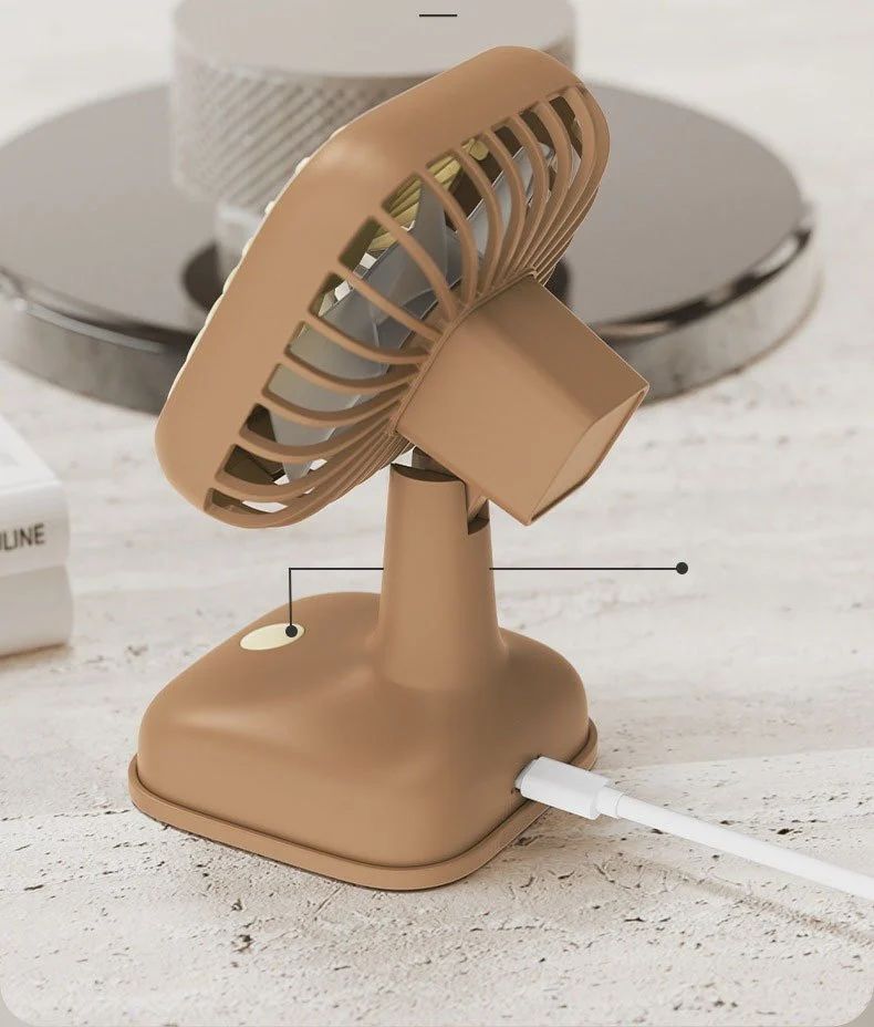 Portable Rechargeable Mini Fan | Retro Desk Fan with Adjustable Angle | Silent USB Table Fan for Home, Office & Travel