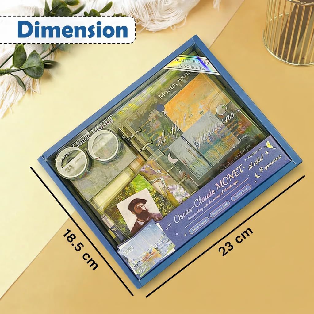 Aesthetic Scrapbook Gift Kit (154 PCS) | Monet & Van Gogh Art Theme DIY Journaling Set with Notebook, Stickers & Washi Tape