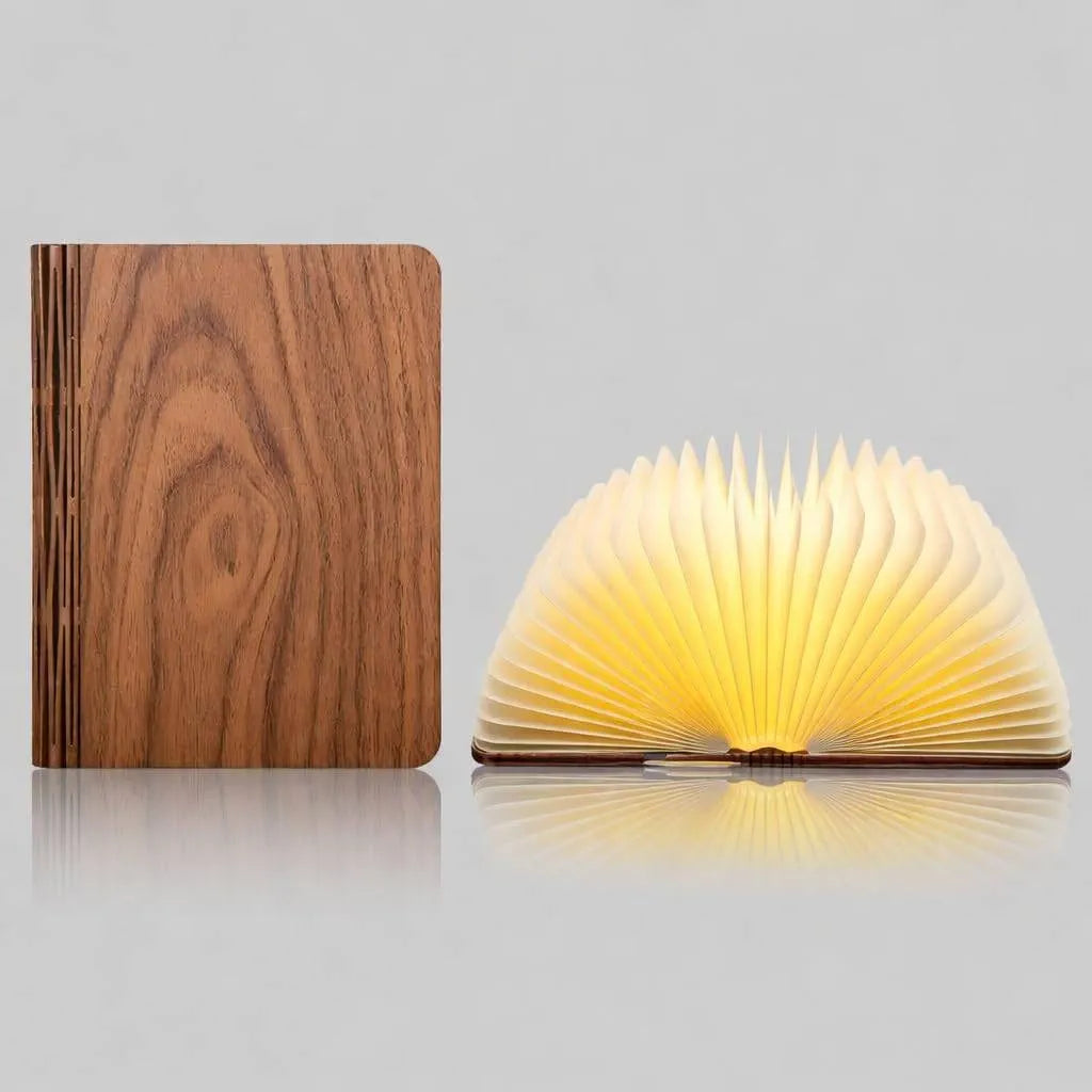 Foldable LED Book Lamp | Aesthetic Wooden Night Light | Rechargeable 360° Magnetic Desk Lamp