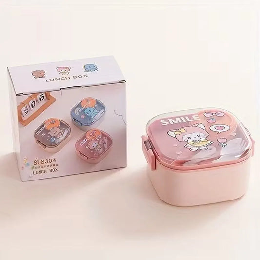 Cute Cartoon Stainless Steel Lunch Box Set with Spoon