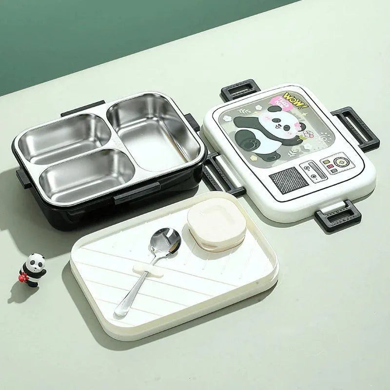Retro TV Bento Meal Stainless Steel Three Compartment 100% Leakproof Lunch Box